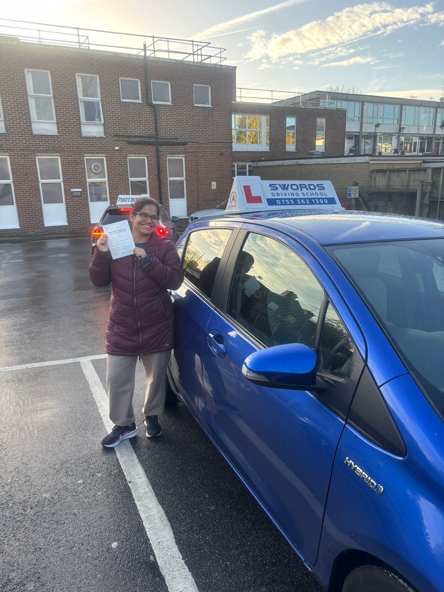 Another student celebrates passing their driving test with Swords