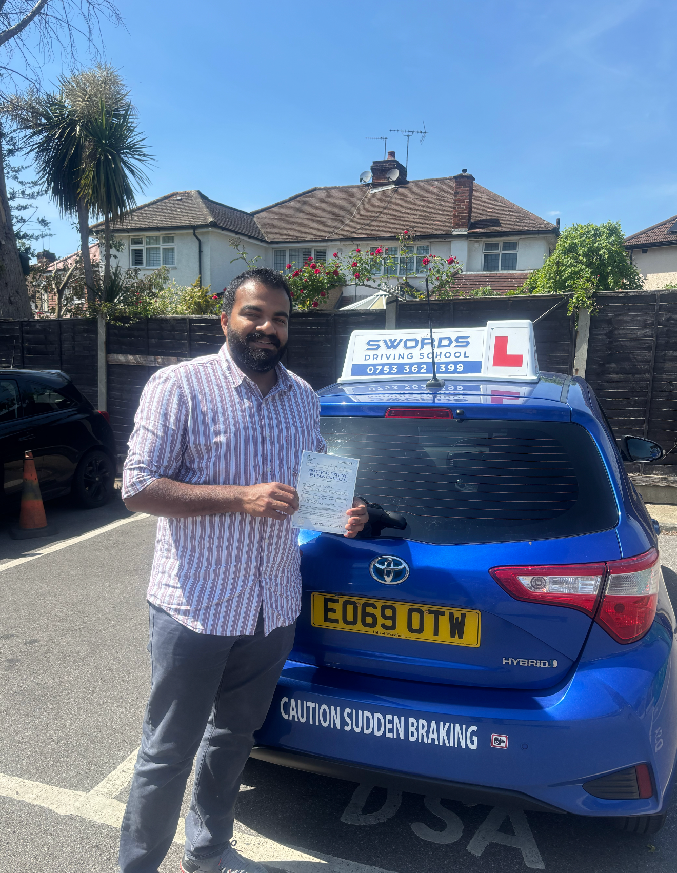 Successful Swords Driving School student